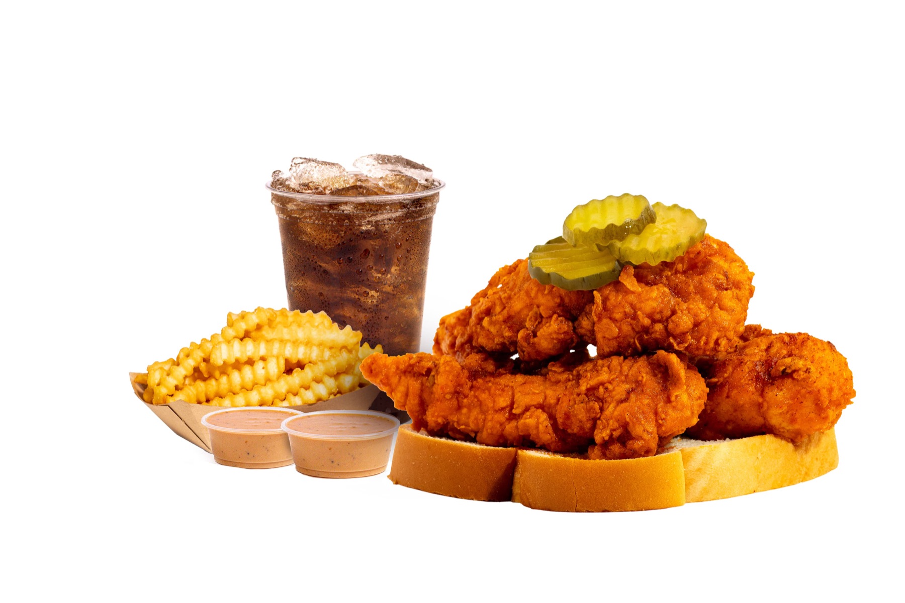 Birdcode tenders meal on white